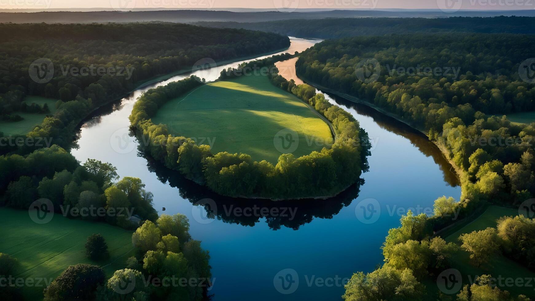 AI generated Enchanting Waterways  Tranquil Rivers Winding Through Forests photo