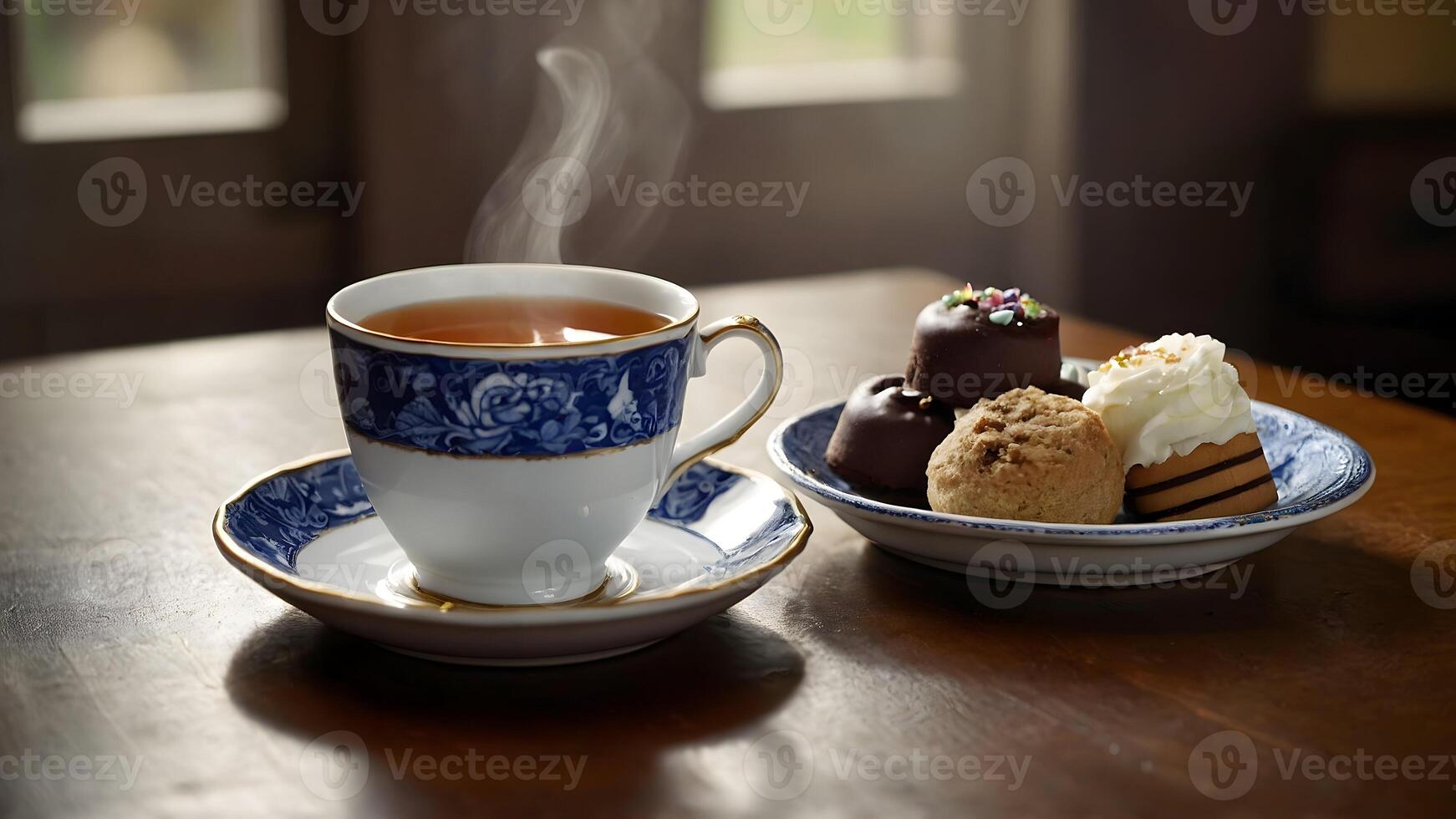 AI generated Tea Time Treats Indulging in Sweets and Conversation photo