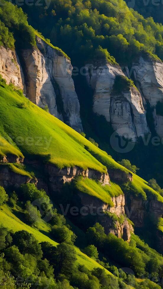 AI generated Epic Escarpments  Steep Cliff Faces Carved by Nature photo