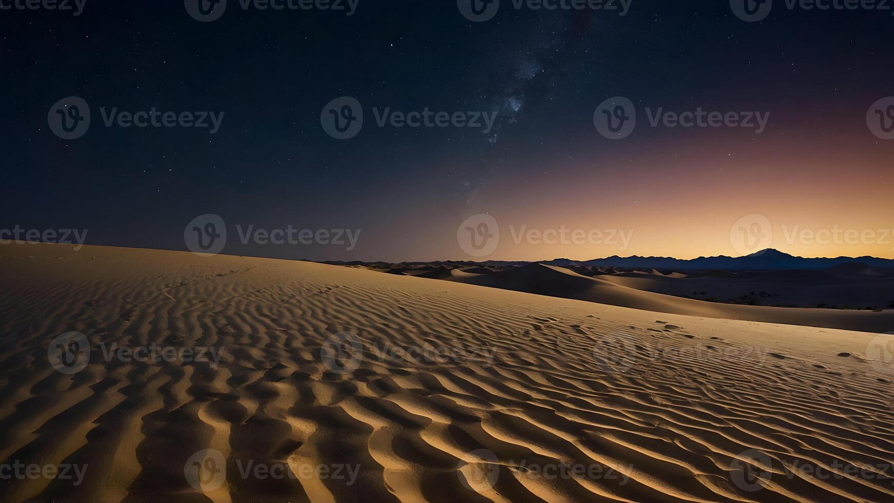 ai generado de luna magia lunar resplandor fundición oscuridad a través de Desierto playa foto