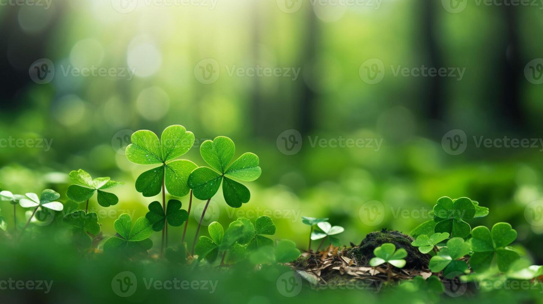 ai generado suerte trébol hojas para S t. patrick's día. bandera con irlandesa trébol hojas foto