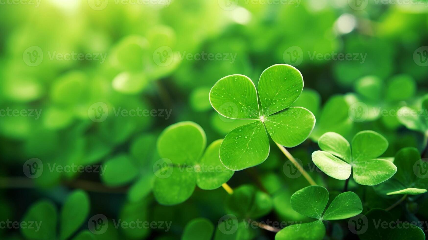 ai generado suerte trébol hojas para S t. patrick's día. bandera con irlandesa trébol hojas foto