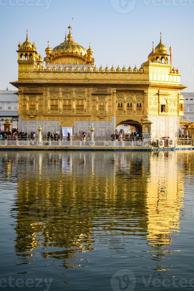 Beautiful view of Golden Temple - Harmandir Sahib in Amritsar, Punjab, India, Famous indian sikh landmark, Golden Temple, the main sanctuary of Sikhs in Amritsar, India photo