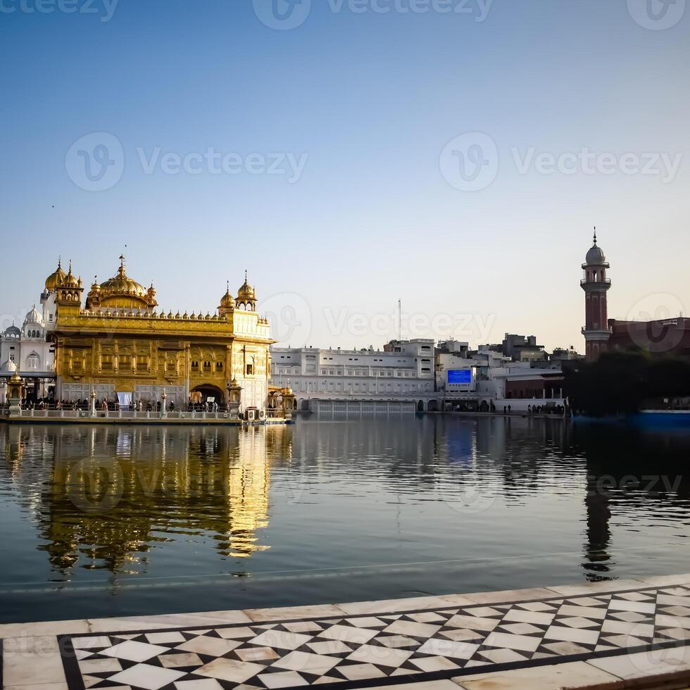 Beautiful view of Golden Temple - Harmandir Sahib in Amritsar, Punjab, India, Famous indian sikh landmark, Golden Temple, the main sanctuary of Sikhs in Amritsar, India photo
