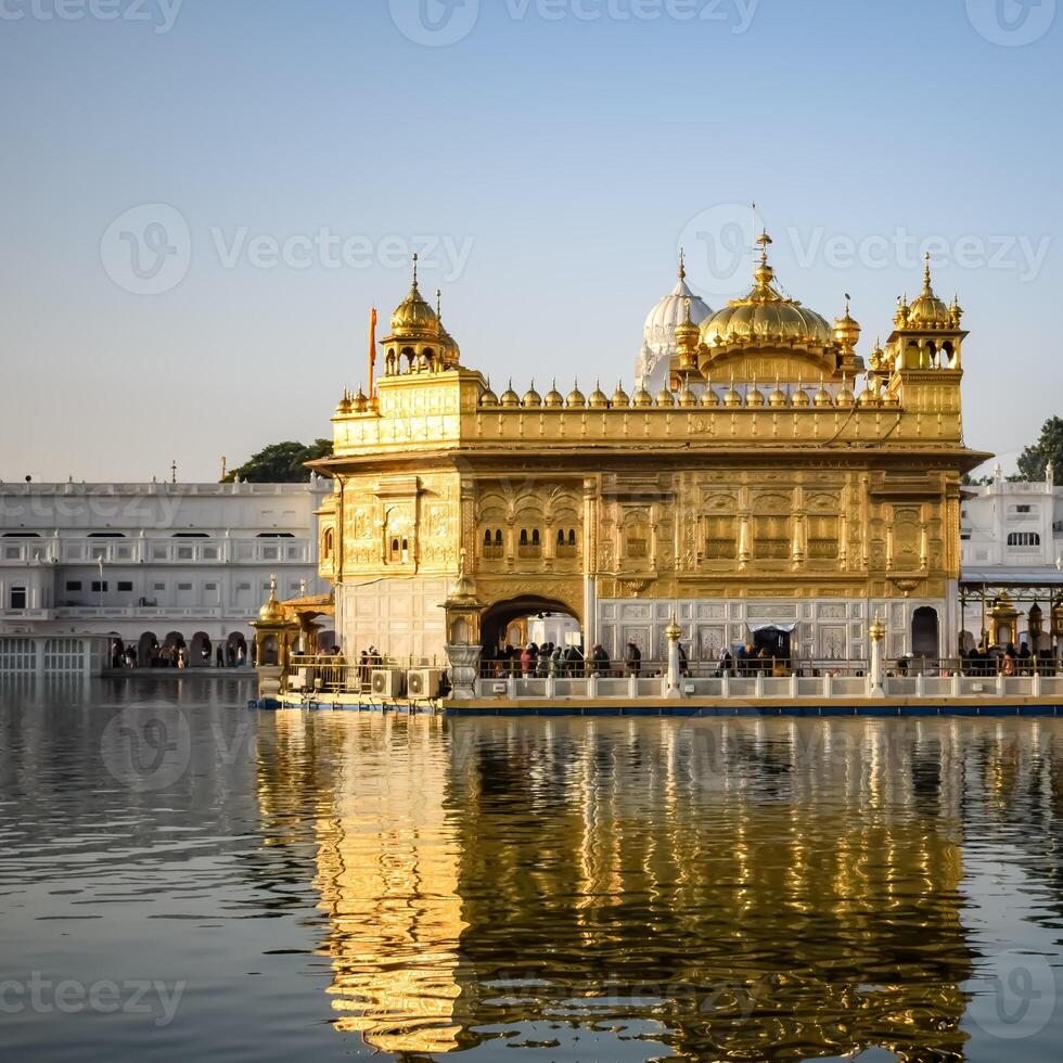 Beautiful view of Golden Temple - Harmandir Sahib in Amritsar, Punjab, India, Famous indian sikh landmark, Golden Temple, the main sanctuary of Sikhs in Amritsar, India photo