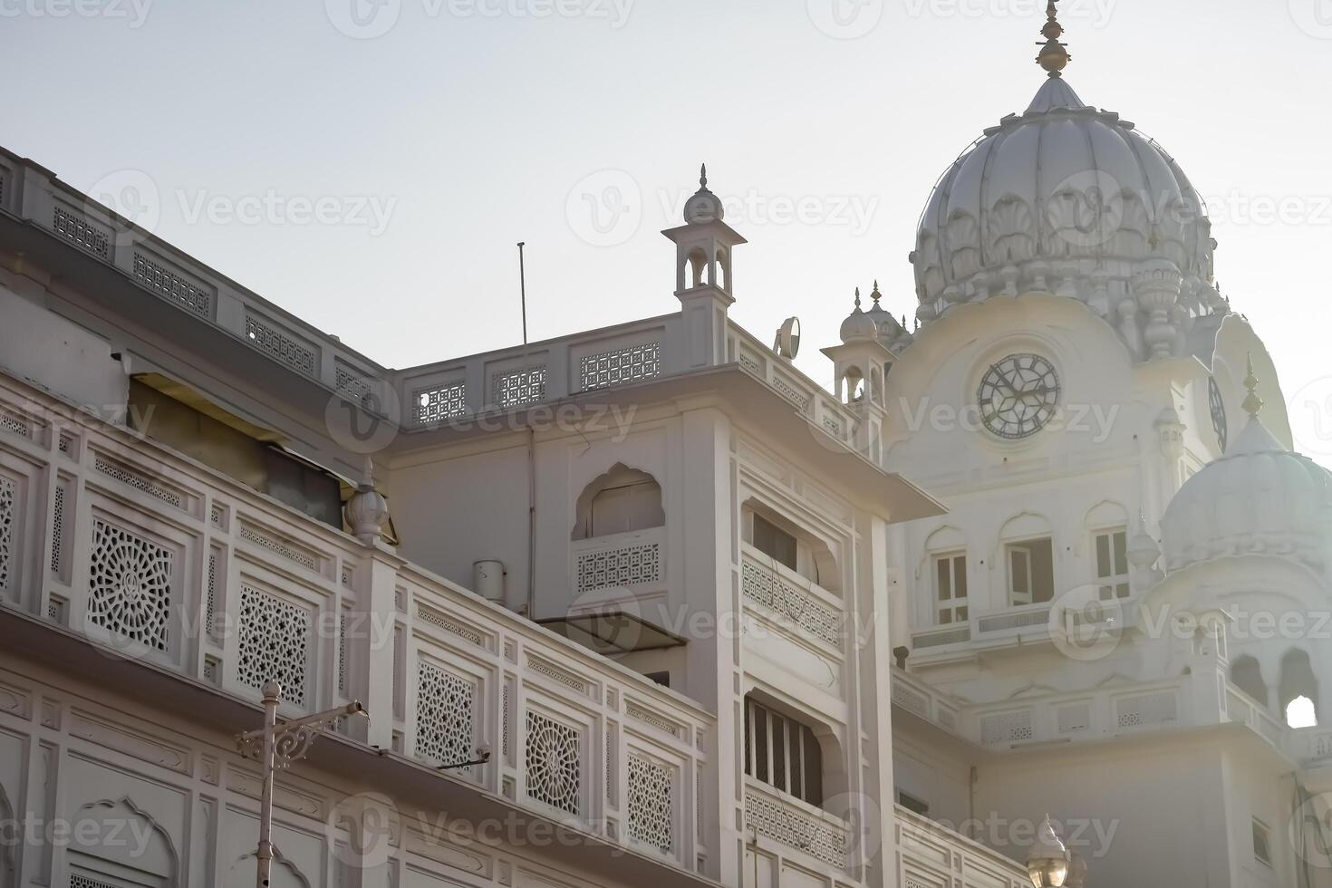 View of details of architecture inside Golden Temple - Harmandir Sahib in Amritsar, Punjab, India, Famous indian sikh landmark, Golden Temple, the main sanctuary of Sikhs in Amritsar, India photo