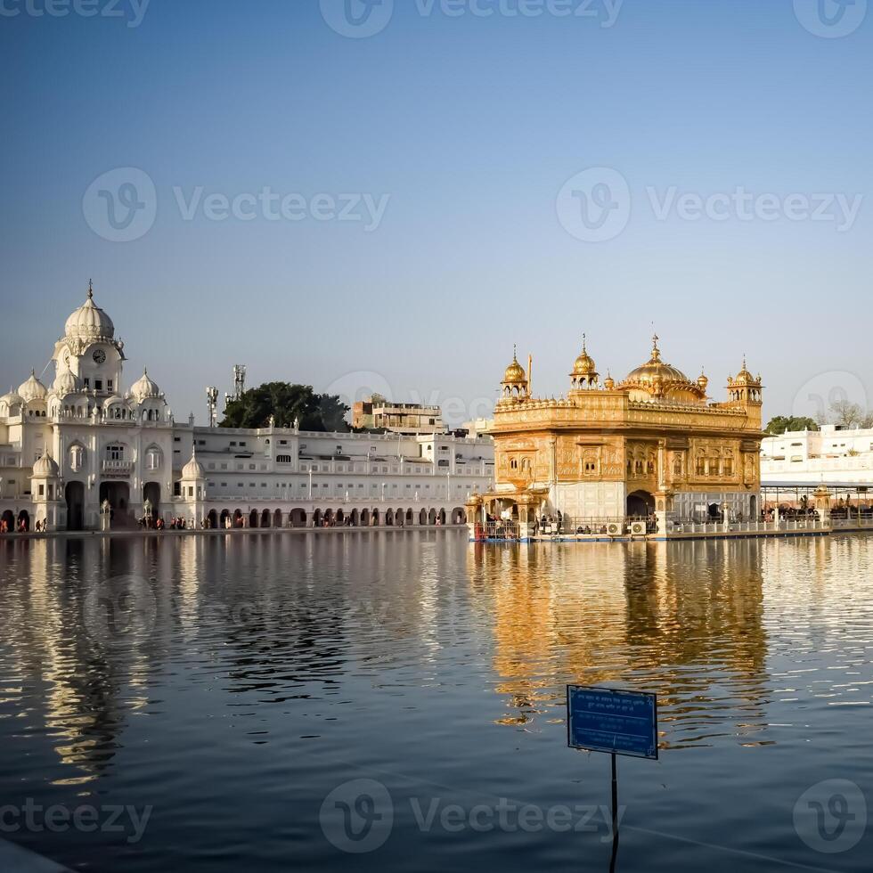 Beautiful view of Golden Temple - Harmandir Sahib in Amritsar, Punjab, India, Famous indian sikh landmark, Golden Temple, the main sanctuary of Sikhs in Amritsar, India photo