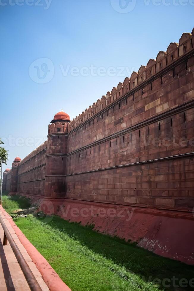 arquitectónico detalles de lal qila - rojo fuerte situado en antiguo Delhi, India, ver dentro Delhi rojo fuerte el famoso indio puntos de referencia foto