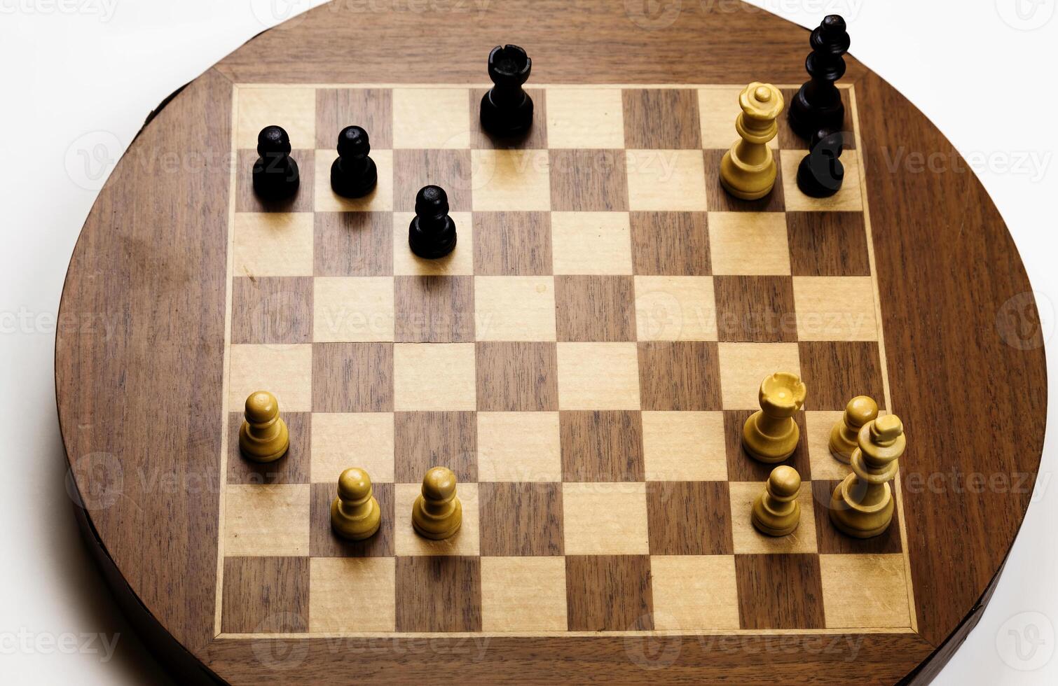 Final Checkmate Position On Old Chess Board photo