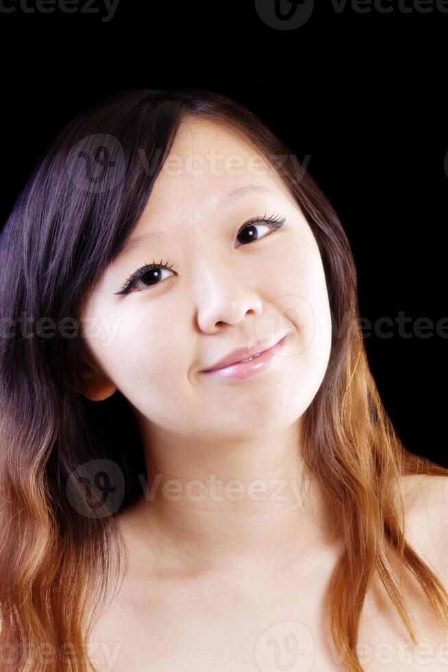 Bare Shoulder Portrait Young Attractive Chinese Woman photo