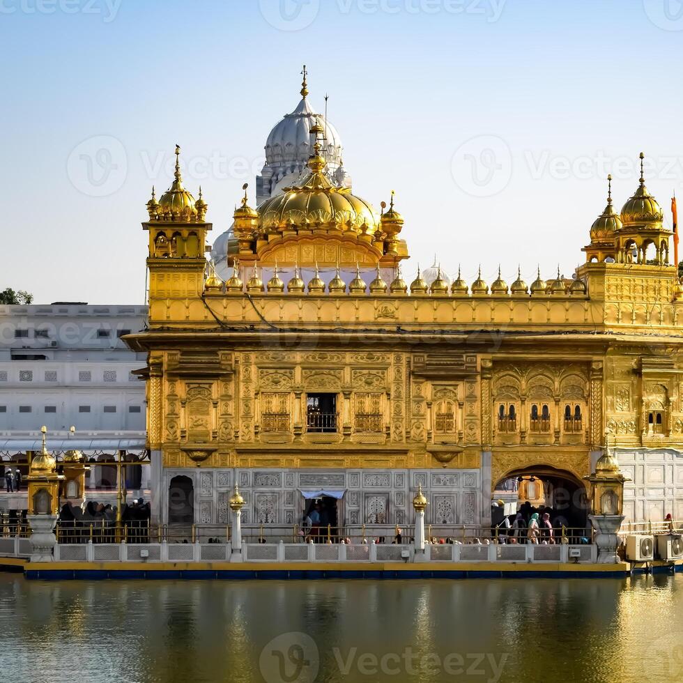 Beautiful view of Golden Temple - Harmandir Sahib in Amritsar, Punjab, India, Famous indian sikh landmark, Golden Temple, the main sanctuary of Sikhs in Amritsar, India photo