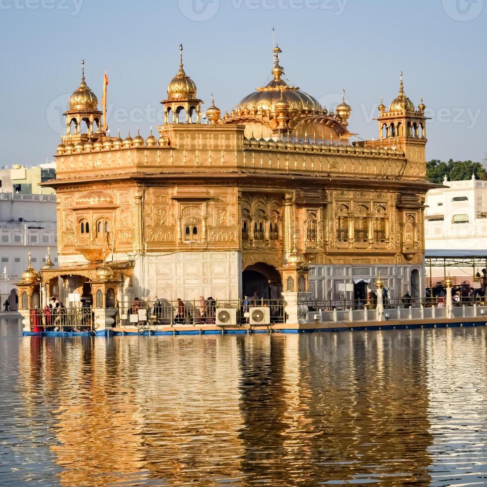 Beautiful view of Golden Temple - Harmandir Sahib in Amritsar, Punjab, India, Famous indian sikh landmark, Golden Temple, the main sanctuary of Sikhs in Amritsar, India photo