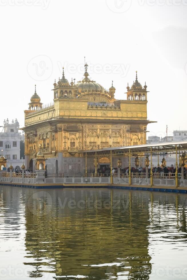 Beautiful view of Golden Temple - Harmandir Sahib in Amritsar, Punjab, India, Famous indian sikh landmark, Golden Temple, the main sanctuary of Sikhs in Amritsar, India photo