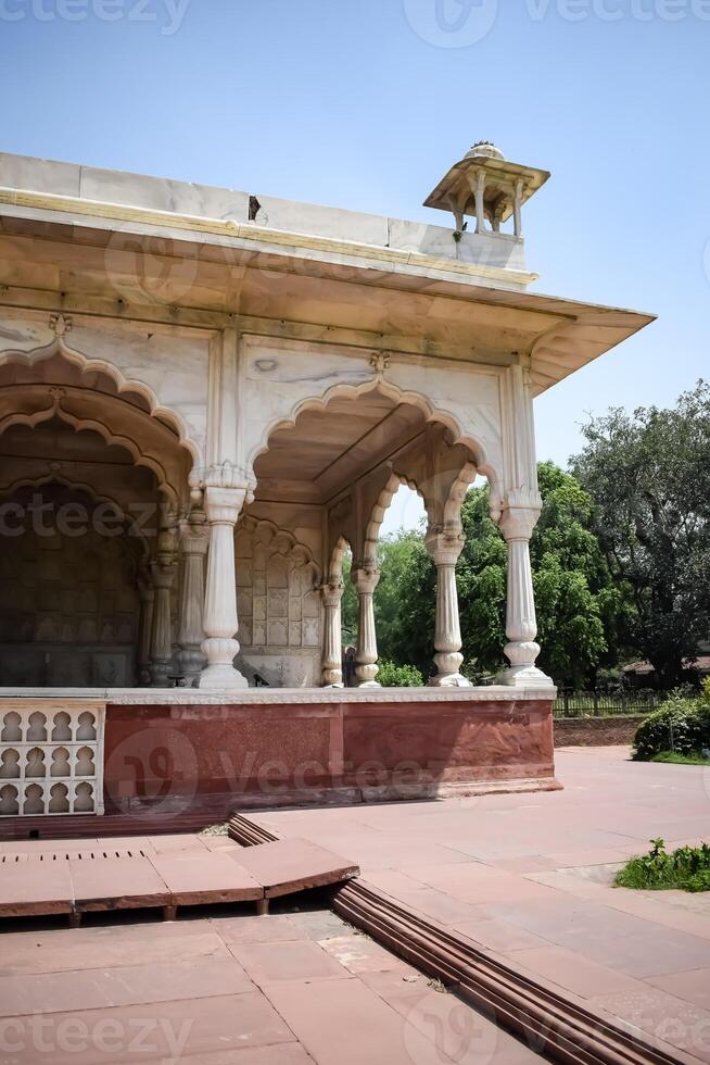 Architectural details of Lal Qila - Red Fort situated in Old Delhi, India, View inside Delhi Red Fort the famous Indian landmarks photo