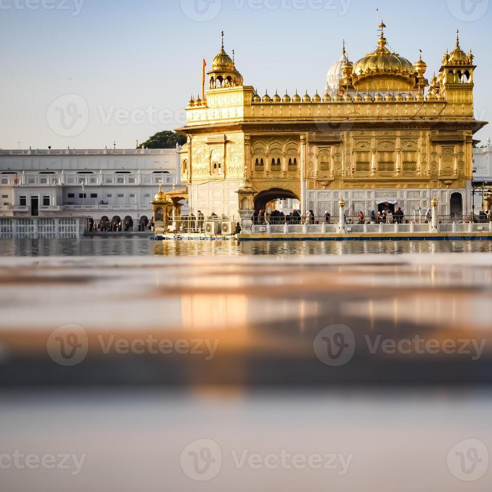 Beautiful view of Golden Temple - Harmandir Sahib in Amritsar, Punjab, India, Famous indian sikh landmark, Golden Temple, the main sanctuary of Sikhs in Amritsar, India photo