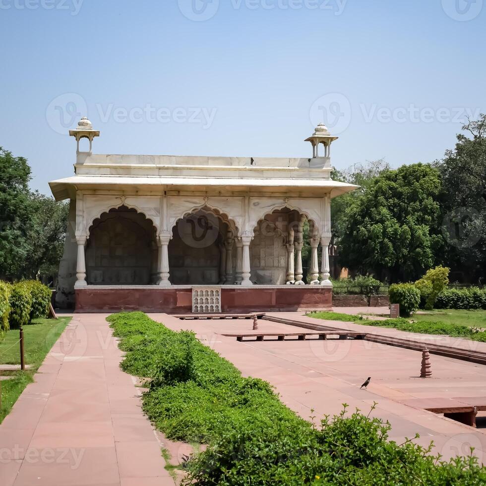 Architectural details of Lal Qila - Red Fort situated in Old Delhi, India, View inside Delhi Red Fort the famous Indian landmarks photo