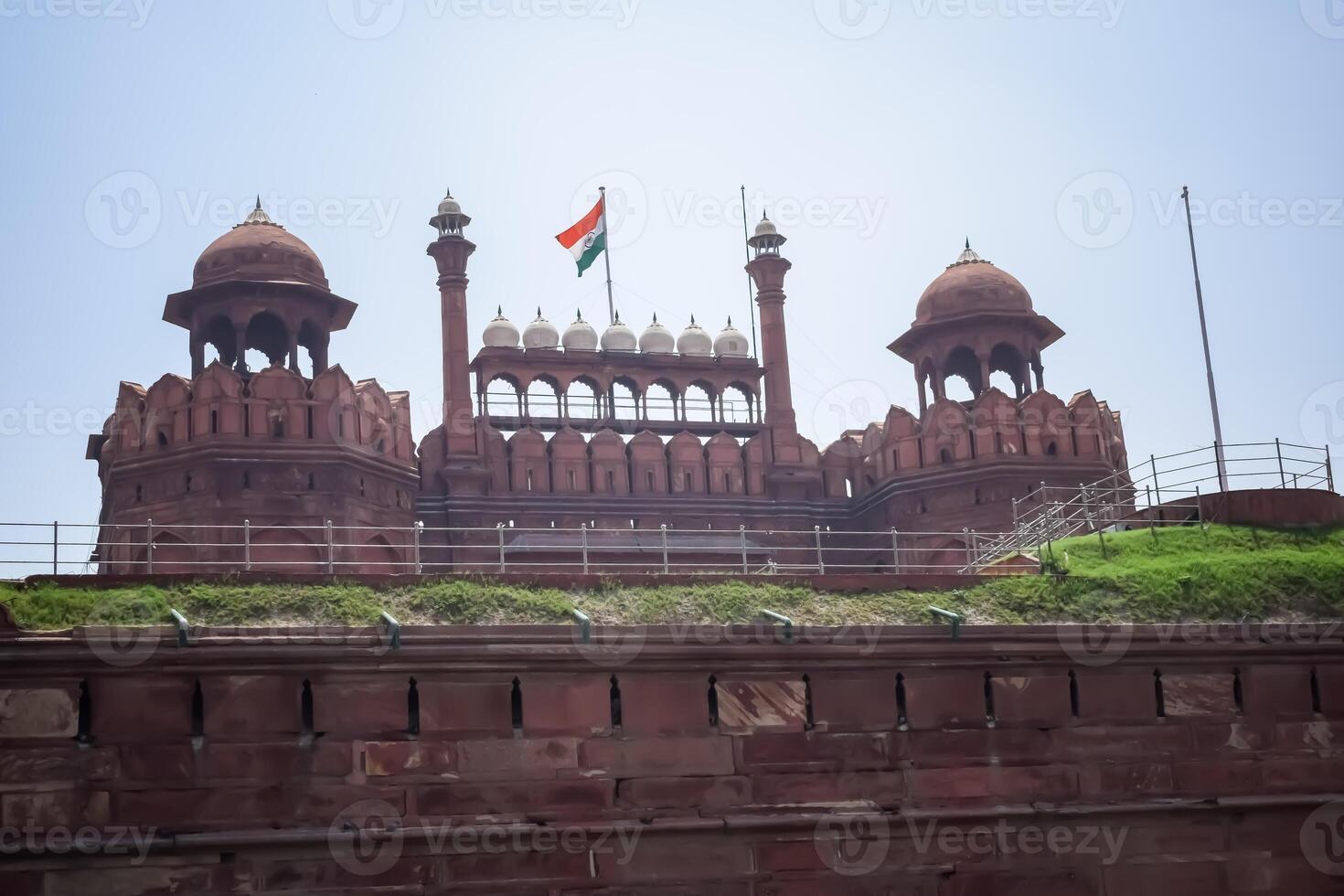 Architectural details of Lal Qila - Red Fort situated in Old Delhi, India, View inside Delhi Red Fort the famous Indian landmarks photo