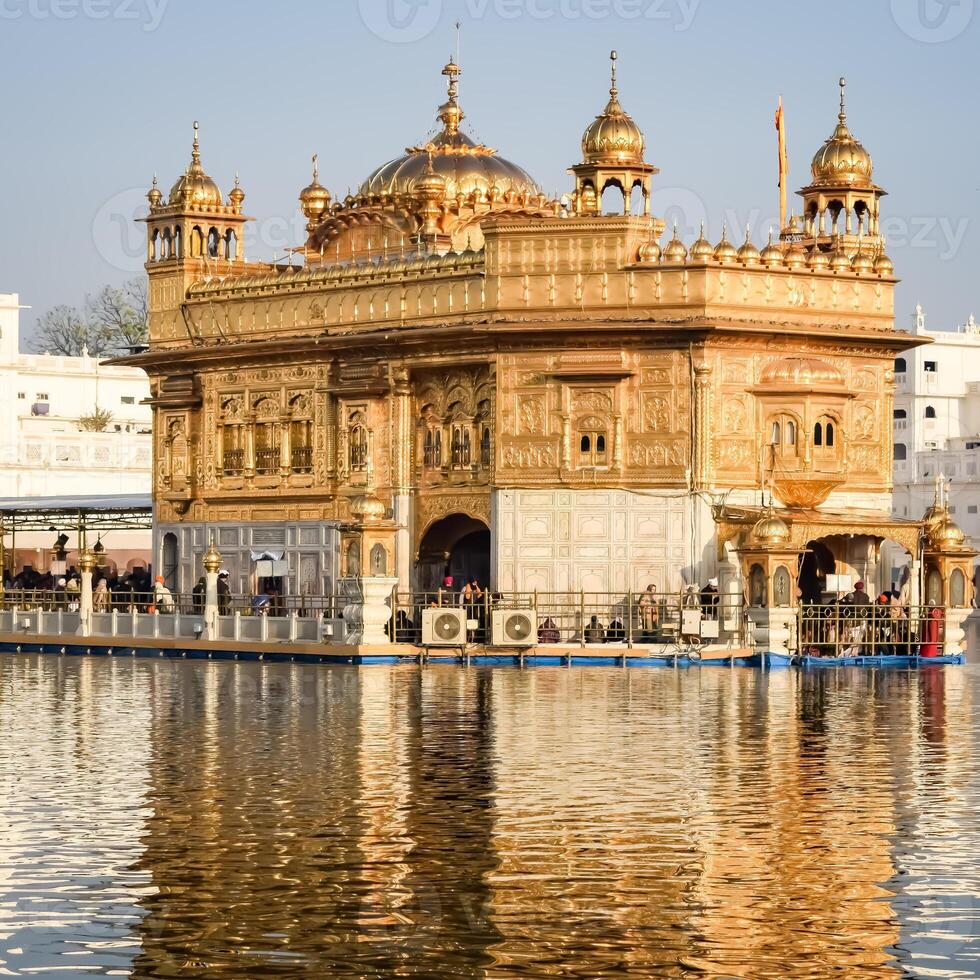 Beautiful view of Golden Temple - Harmandir Sahib in Amritsar, Punjab, India, Famous indian sikh landmark, Golden Temple, the main sanctuary of Sikhs in Amritsar, India photo