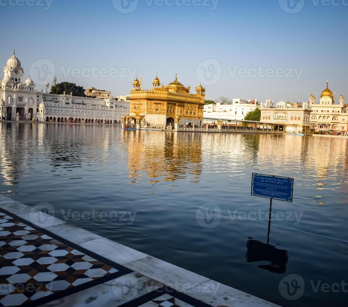Beautiful view of Golden Temple - Harmandir Sahib in Amritsar, Punjab, India, Famous indian sikh landmark, Golden Temple, the main sanctuary of Sikhs in Amritsar, India photo