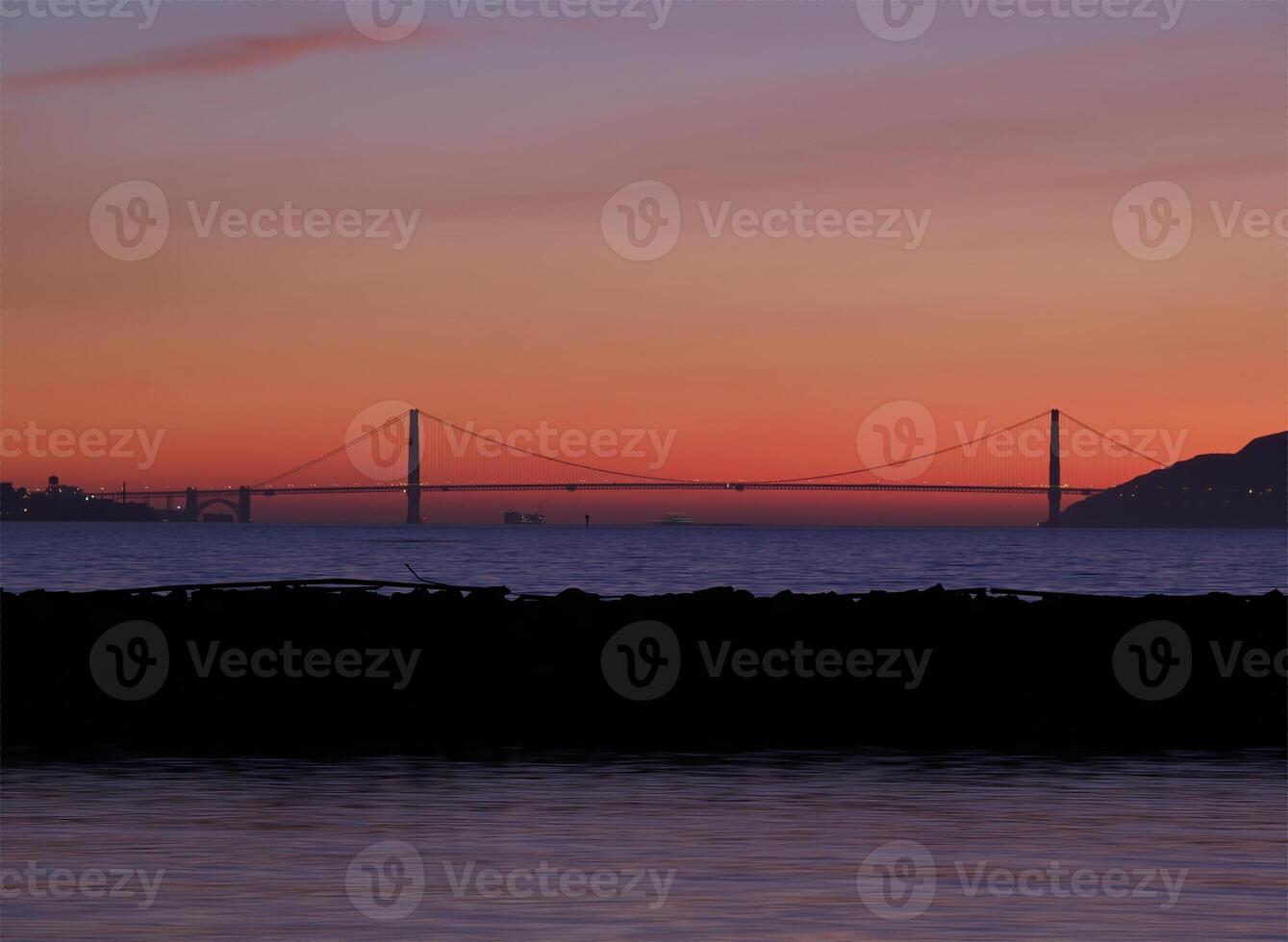 Sunset Shot Of Golden Gate Bridge Seen From Berkeley photo