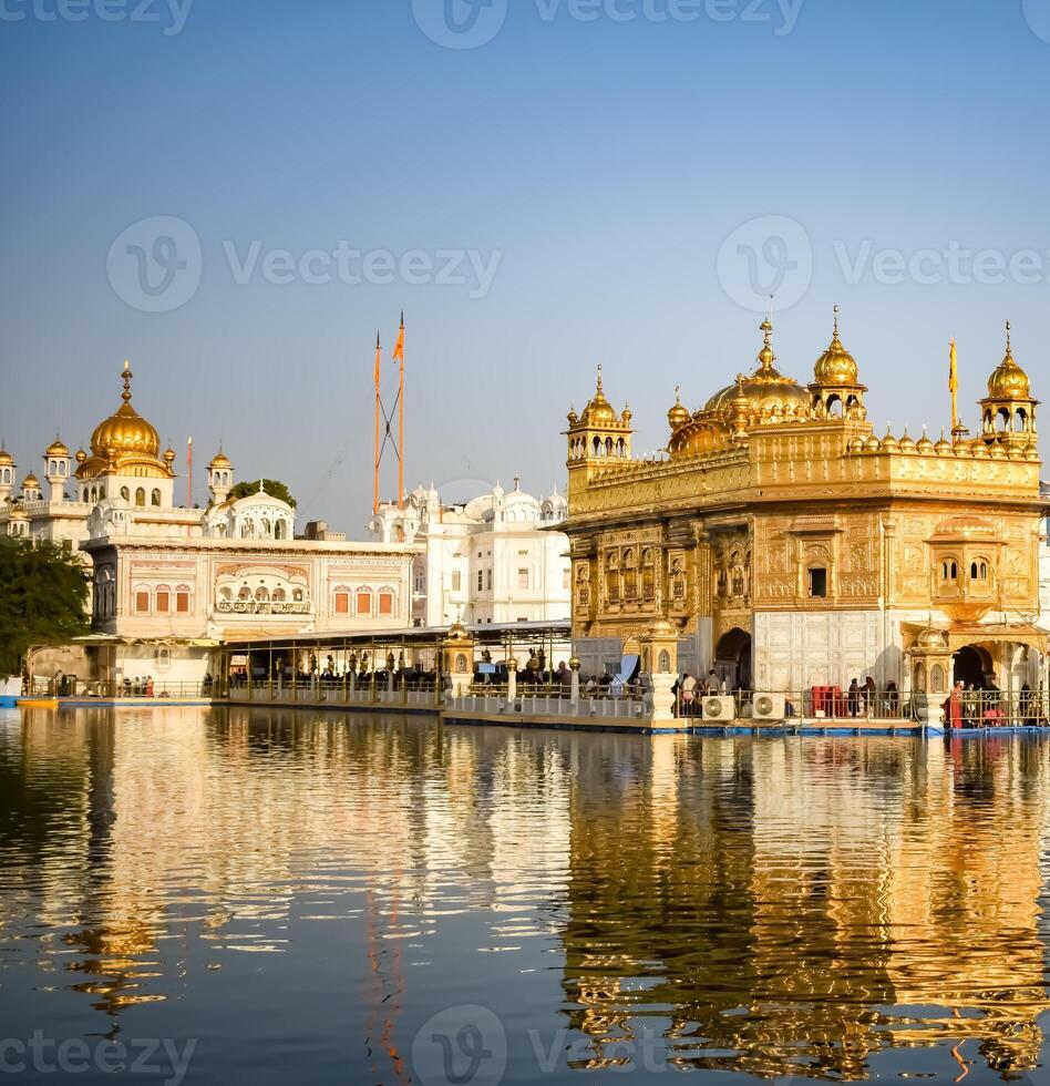 Beautiful view of Golden Temple - Harmandir Sahib in Amritsar, Punjab, India, Famous indian sikh landmark, Golden Temple, the main sanctuary of Sikhs in Amritsar, India photo