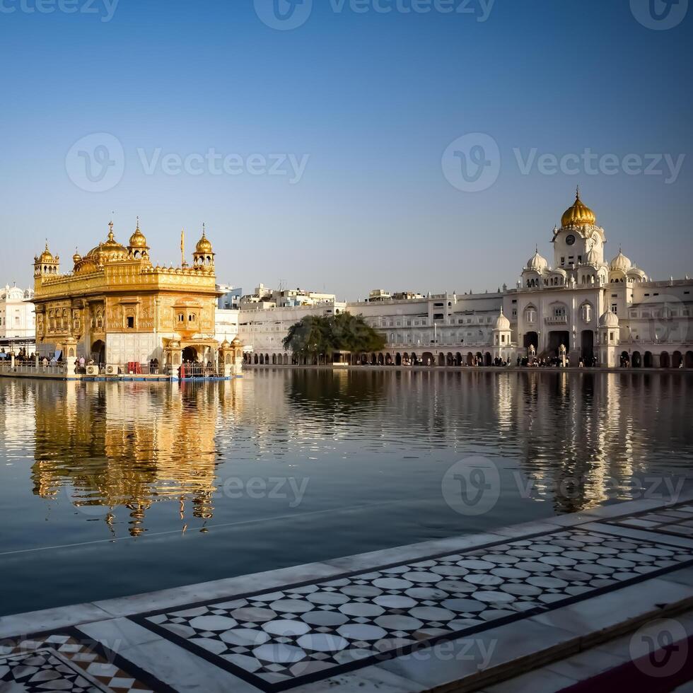 Beautiful view of Golden Temple - Harmandir Sahib in Amritsar, Punjab, India, Famous indian sikh landmark, Golden Temple, the main sanctuary of Sikhs in Amritsar, India photo