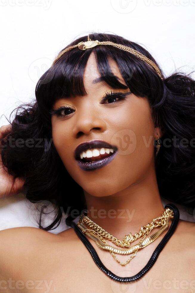 Reclining Portrait Attractive African American Woman Necklaces photo