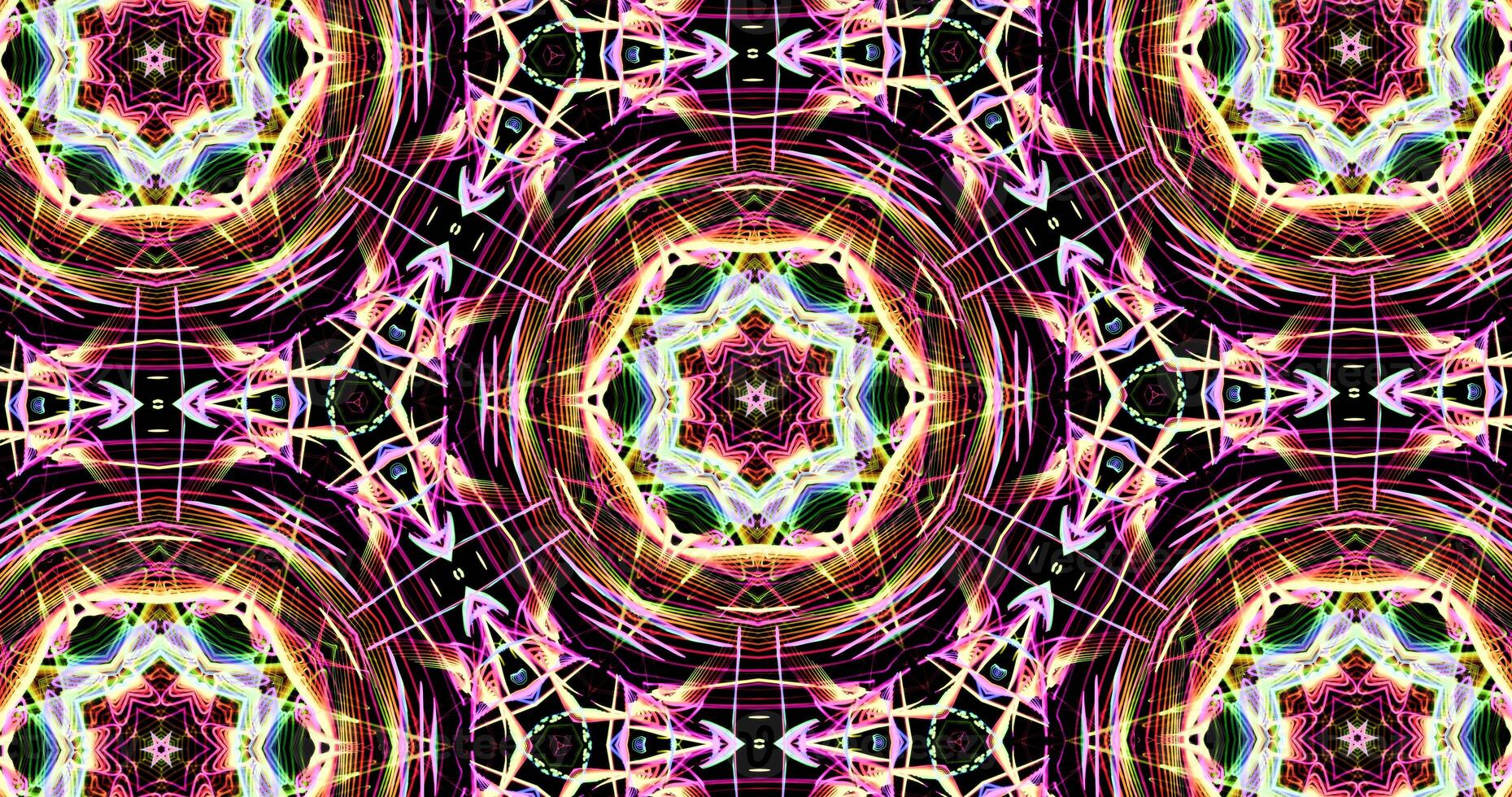 Kaleidoscopic Pattern On Dark Background In Vibrant Colors photo