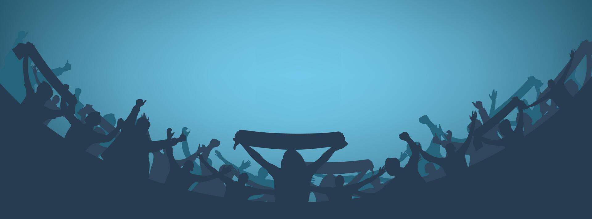 Silhouette of a group of people cheering for sports. Used for decoration, advertising design, websites or publications, banners, posters and brochures. vector