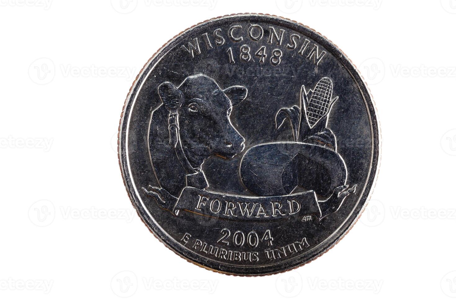 Tail Side Of Wisconsin Quarter Closeup Coin photo