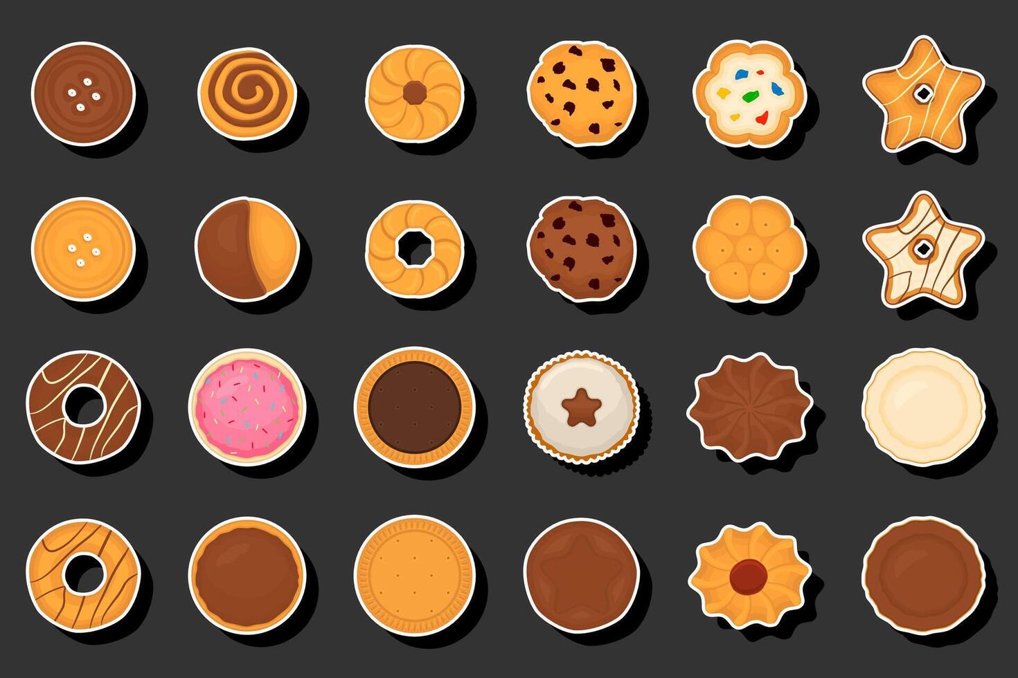 ilustración en tema Fresco dulce sabroso Galleta de consistente varios ingredientes vector