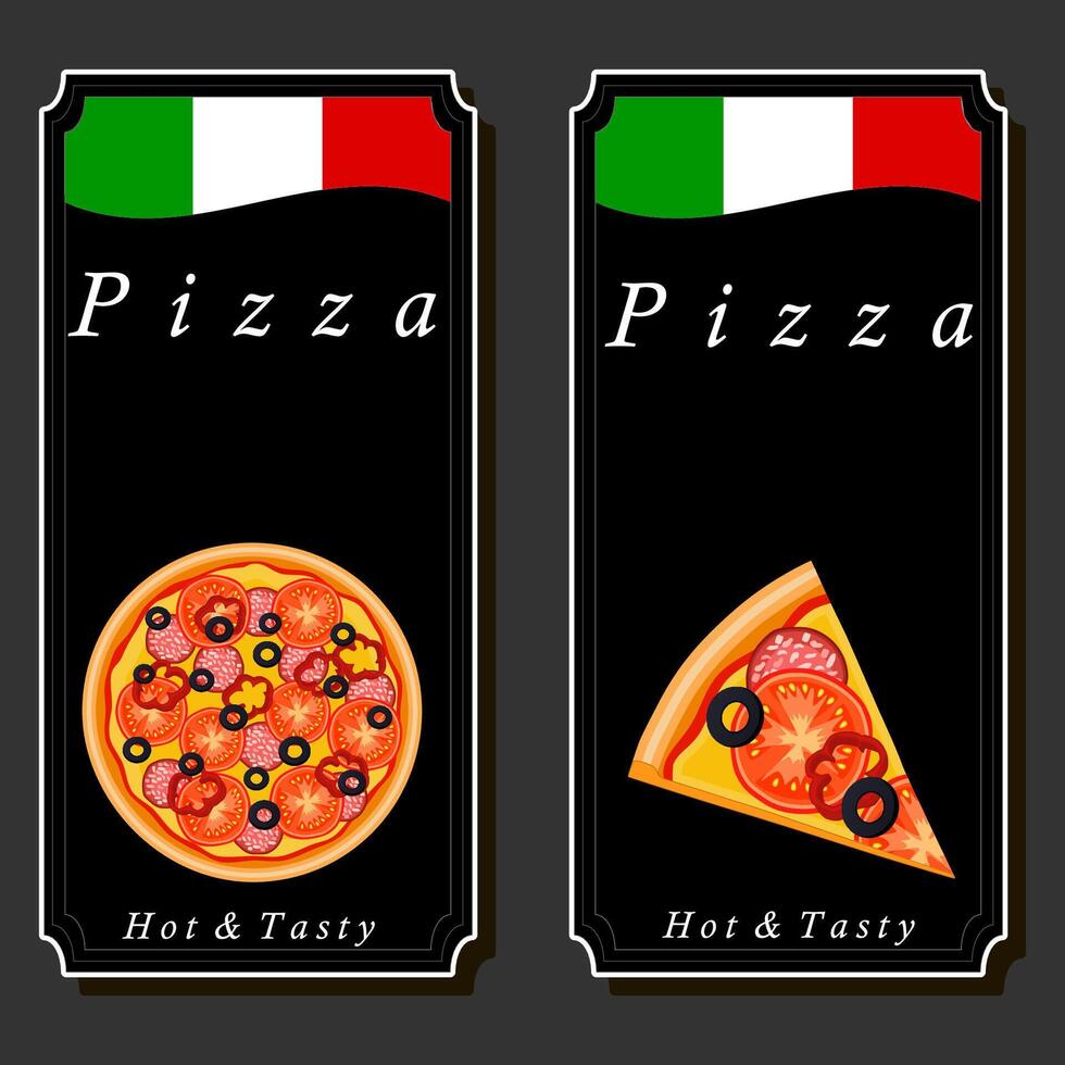 Illustration on theme big hot tasty pizza to pizzeria menu vector