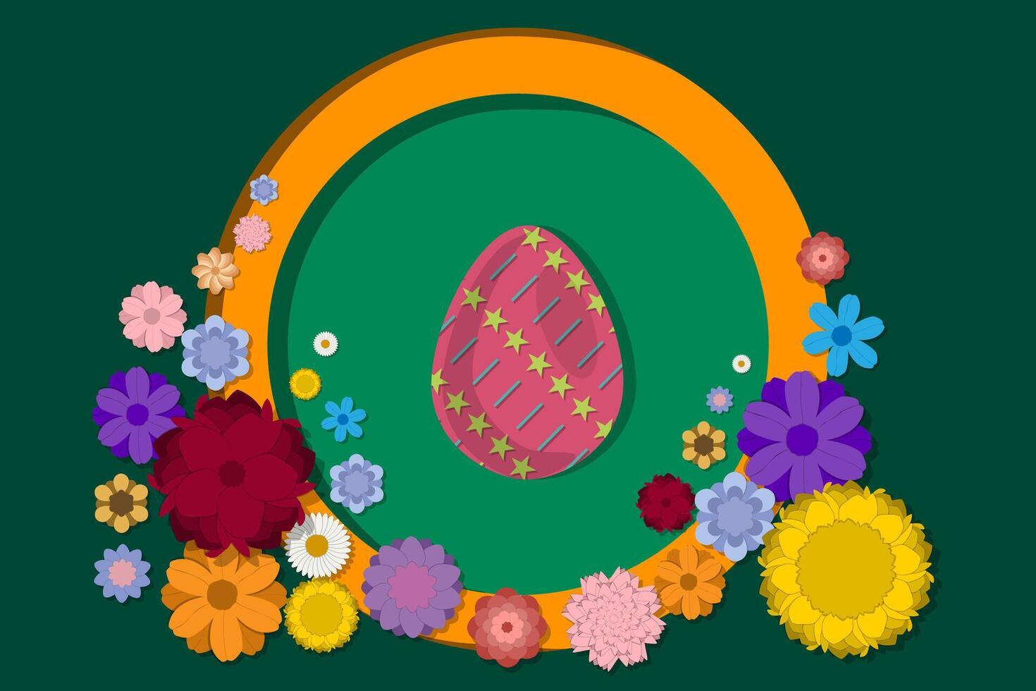 Illustration on theme celebration holiday Easter with hunt colorful bright eggs vector