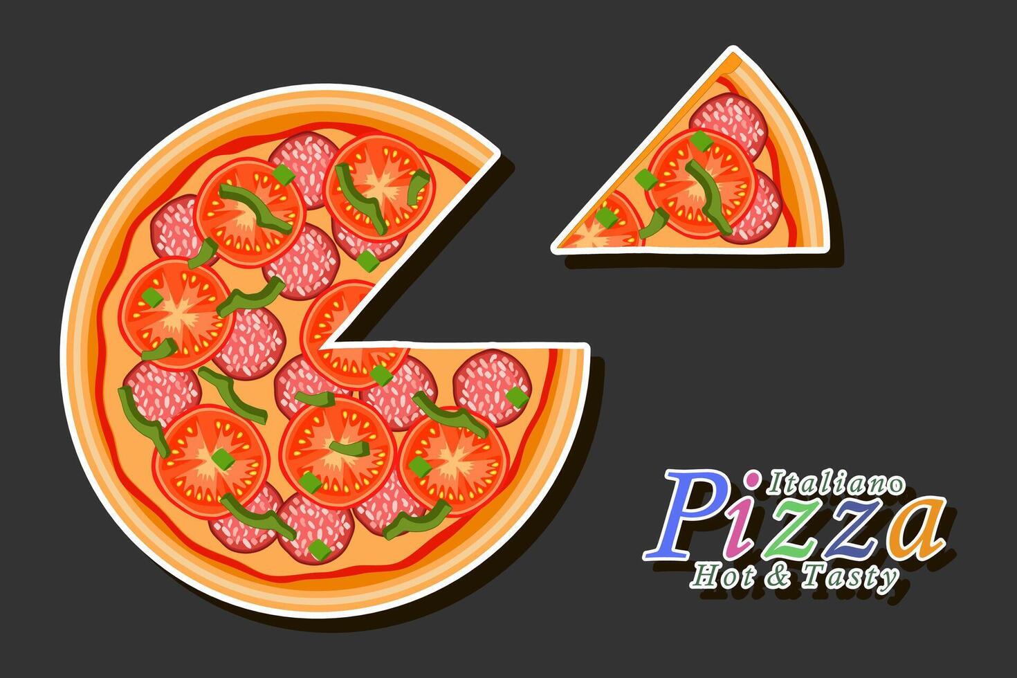 Illustration on theme big hot tasty pizza to pizzeria menu vector