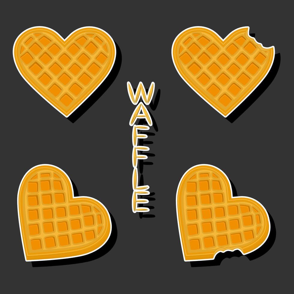 Illustration on theme big kit different types biscuit waffle with cell, dessert cookie vector