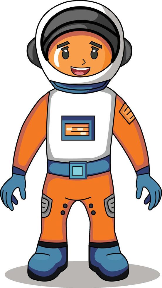 astronauta dibujos animados personaje en pie en un blanco antecedentes vector