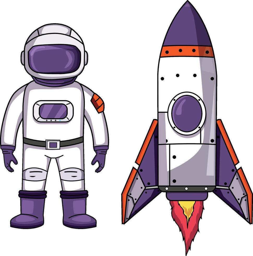 astronauta dibujos animados personaje en pie en un blanco antecedentes vector