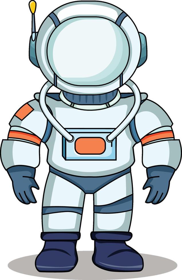 astronauta dibujos animados personaje en pie en un blanco antecedentes vector