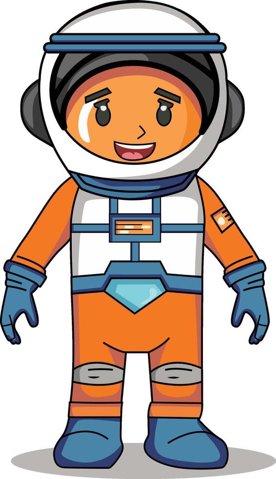 Astronaut cartoon character standing on a white background vector