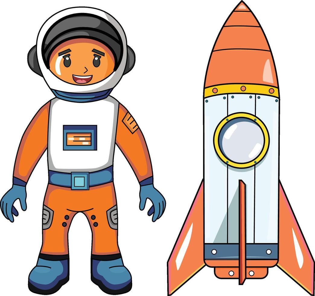 astronauta dibujos animados personaje en pie en un blanco antecedentes vector