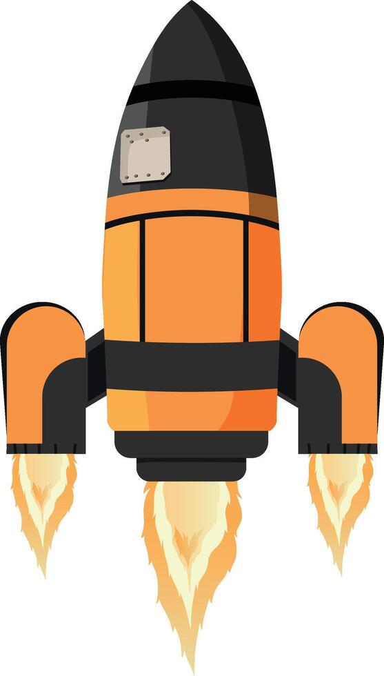 Cartoon rocket space ship take off, isolated vector illustration