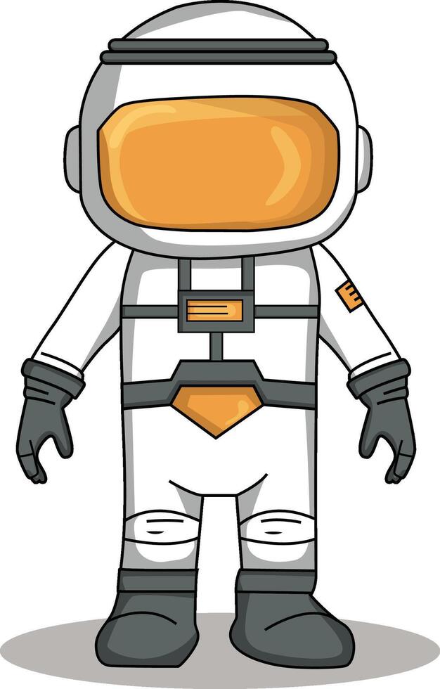 astronauta dibujos animados personaje en pie en un blanco antecedentes vector