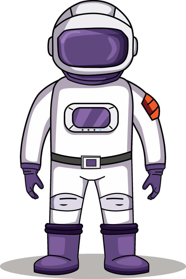 astronauta dibujos animados personaje en pie en un blanco antecedentes vector