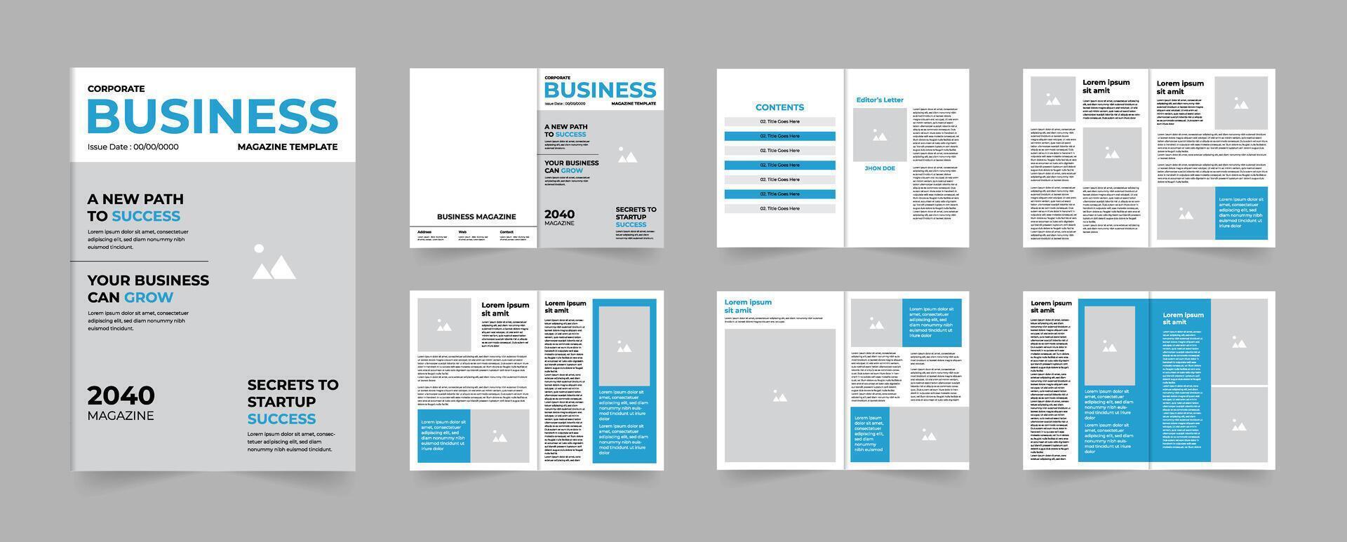 Corporate Business Magazine Layout design 12 pages design vector