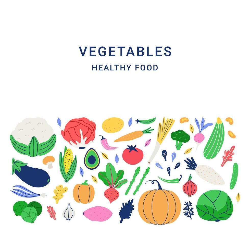 Banner Organic food vegetables vector illustration