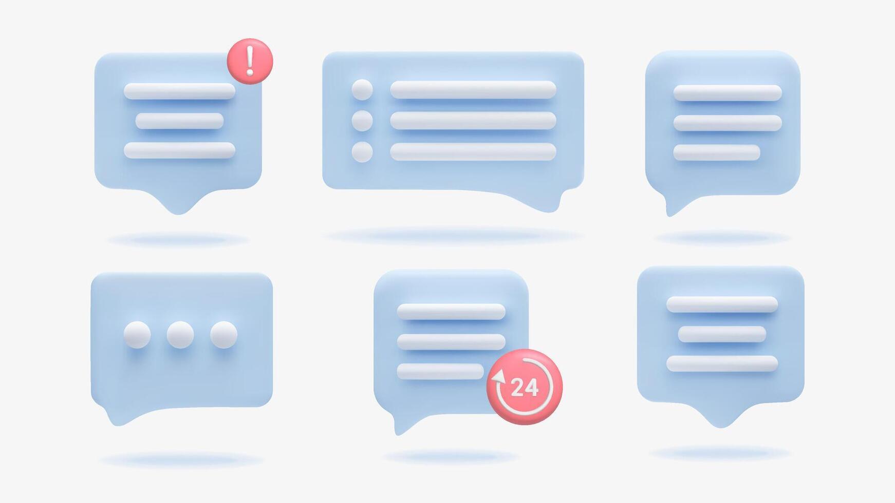 3d icon chat speech bubble with text of set vector