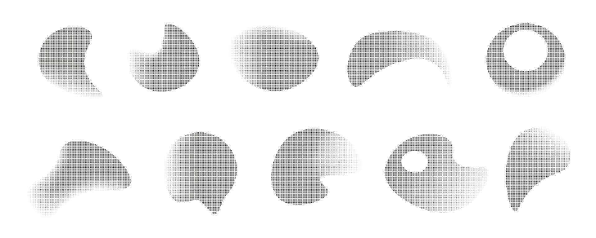 Halftone Y2k abstract fluid shape set vector