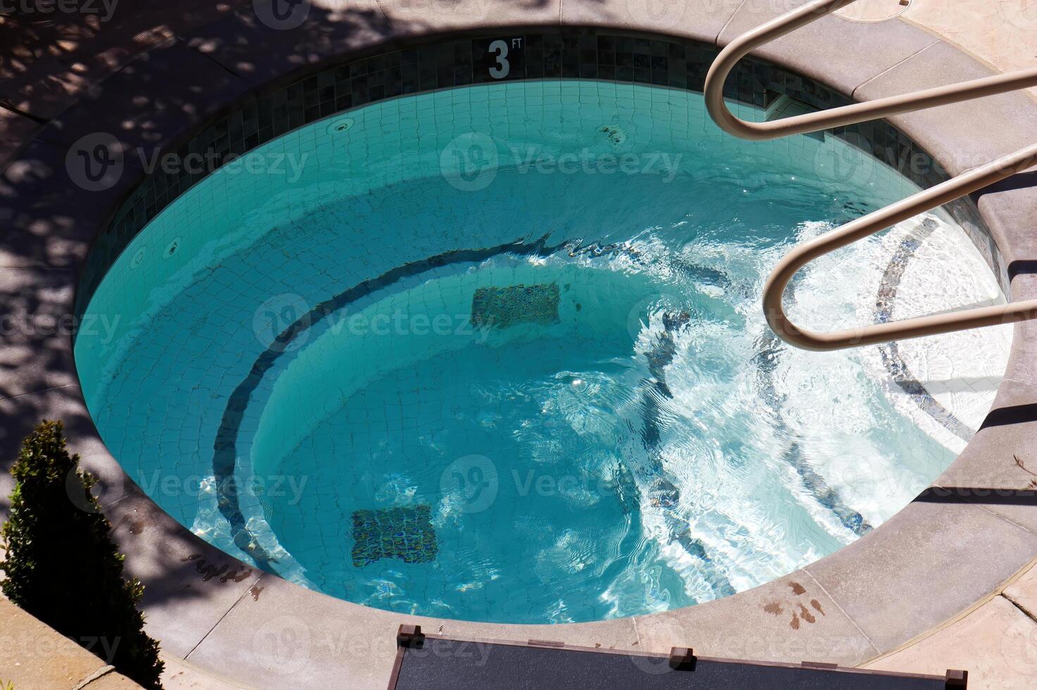 Empty Hot Tub Spa From Above Blue Water photo