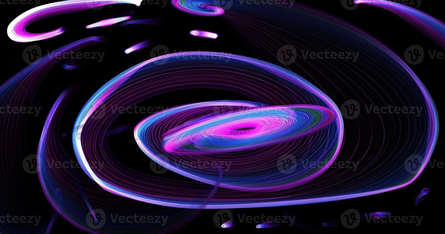 Abstract Pattern Of Lines And Swirls In Rainbow Of Colors On Dark Background photo