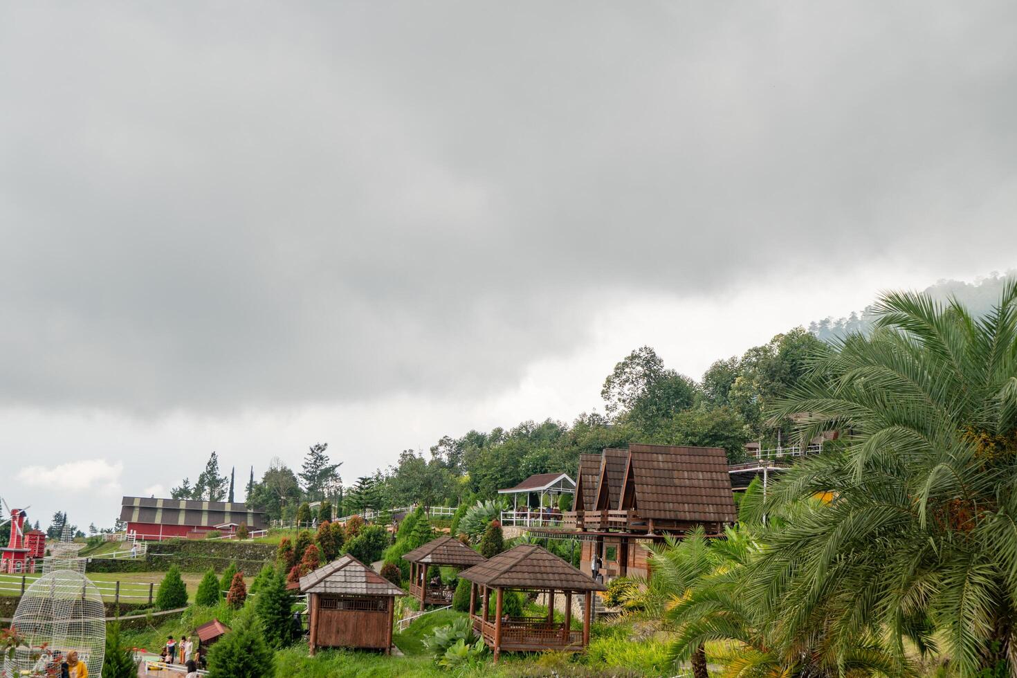 Landscape garden and mountain Bandungan Semarang Central Java. The photo is suitable to use for adventure content media, nature poster and forest background.